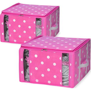 Sada 2 růžových úložných boxů s vakuovým obalem Compactor Girly Range, 40 x 42 cm