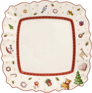Bílý porcelánový servírovací talíř s vánočním motivem Villeroy & Boch, 22,5 x 22,5 cm