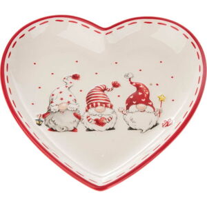 Keramický talíř s vánočním motivem ve tvaru srdce Dakls