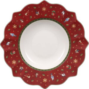 Červený hluboký porcelánový talíř s vánočním motivem Villeroy & Boch, ø 26 cm