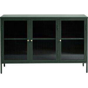 Zelená kovová vitrína Unique Furniture Bronco, výška 85 cm