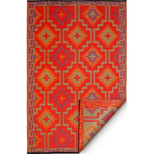 Oranžovo-fialový oboustranný venkovní koberec z recyklovaného plastu Fab Hab Lhasa Orange & Violet, 150 x 240 cm