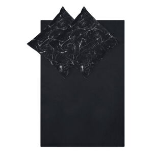 Černé povlečení na dvoulůžko z bavlněného perkálu Westwing Collection Malin, 200 x 200 cm 