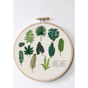 Nástěnná dekorace Surdic Stitch Hoop Leafes Index, ⌀ 27 cm