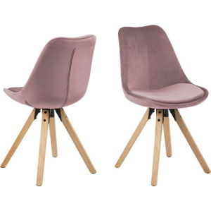 Sada 2 růžových jídelních židlí Actona Dima Velvet