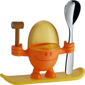 Žluto-oranžový stojánek na vajíčko s lžičkou WMF Cromargan® Mc Egg