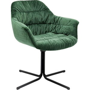 Zelená židle se sametovým čalouněním Kare Design Swivel