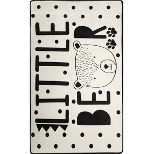 Černo-bílý dětský protiskluzový koberec Conceptum Hypnose Little Bear, 100 x 160 cm