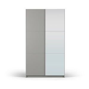 Šedá šatní skříň se zrcadlem a s posuvnými dveřmi 122x215 cm Lisburn - Cosmopolitan Design