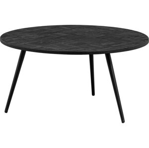 Černý kulatý konferenční stolek z teakového dřeva ø 74 cm Leo – WOOOD