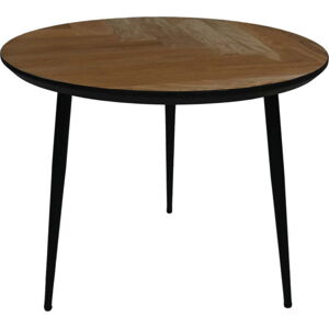 Černý kulatý konferenční stolek z dubového dřeva ø 60 cm Fishbone - HSM collection