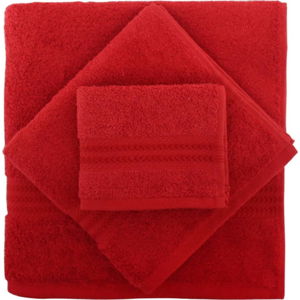 Set 2 červených ručníků z bavlny a osušky Rainbow