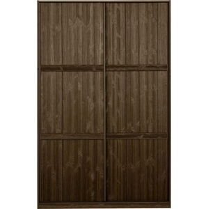 Hnědá šatní skříň s posuvnými dveřmi z borovicového dřeva s posuvnými dveřmi 139x215 cm Katoi – BePureHome