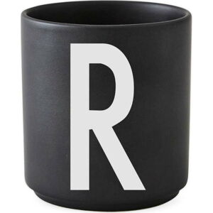 Černý porcelánový šálek Design Letters Alphabet R, 250 ml
