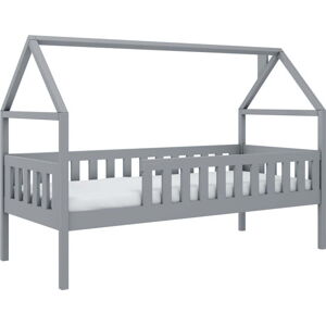 Šedá domečková dětská postel s úložným prostorem 70x160 cm Domi - Lano Meble