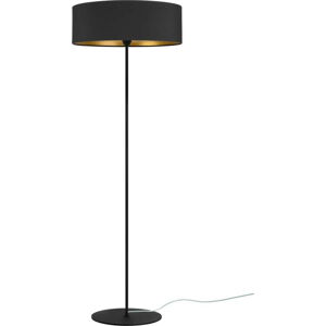 Černá stojací lampa s detailem ve zlaté barvě Bulb Attack Tres XL, ⌀ 45 cm