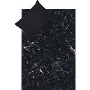 Černé povlečení na jednolůžko z bavlněného perkálu Westwing Collection, 155 x 200 cm