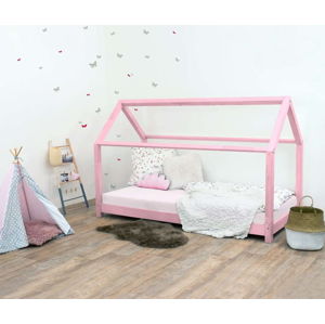 Růžová dětská postel bez bočnic ze smrkového dřeva Benlemi Tery, 90 x 180 cm