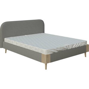 Šedá dvoulůžková postel ProSpánek Lagom Plain Soft, 140 x 200 cm