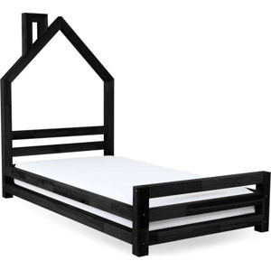 Dětská černá postel z smrkového dřeva Benlemi Wally, 80 x 180 cm