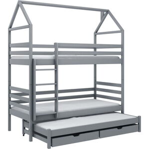 Šedá domečková/patrová dětská postel s úložným prostorem 90x190 cm Dalia - Lano Meble
