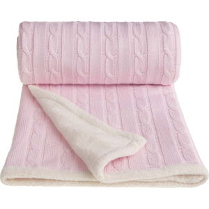 Růžová pletená dětská deka s podílem bavlny T-TOMI Winter, 80 x 100 cm