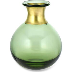 Zelená skleněná váza Nkuku Miza, výška 11 cm