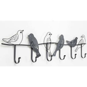 Černý kovový nástěnný věšák Kare Design Birds, šířka 85 cm