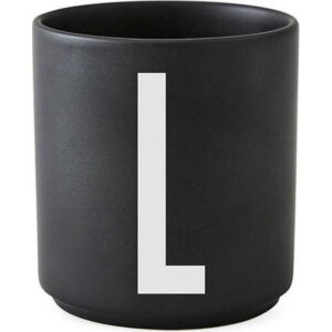 Černý porcelánový šálek Design Letters Alphabet L, 250 ml
