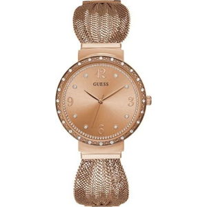 Dámské hodinky v růžovozlaté barvě s páskem z nerezové oceli Guess W1083L3