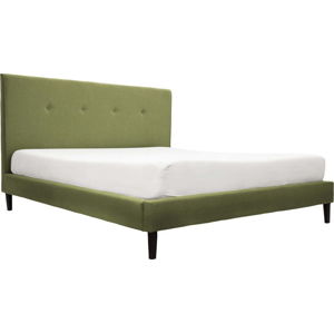 Zelená postel s černými nohami Vivonita Kent, 140 x 200 cm