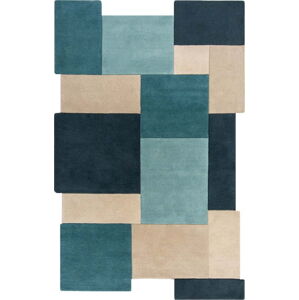 Modro-béžový vlněný koberec 180x120 cm Abstract Collage - Flair Rugs