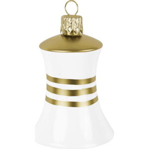 Sada 3 skleněných vánočních ozdob ve tvaru zvonku v bílo-zlaté barvě Ego Dekor