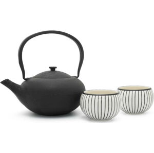 Bílo-černá porcelánovo-litinová čajová souprava Shanxi – Bredemeijer