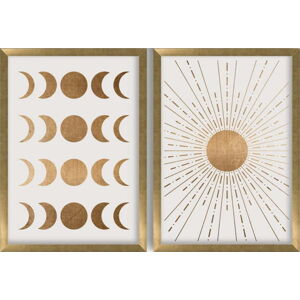 Plakát v rámu 38x53 cm Moon & Sun – Wallity