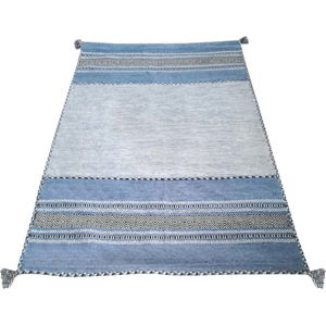Modro-šedý bavlněný koberec Webtappeti Antique Kilim, 160 x 230 cm