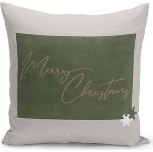 Zeleno-bílý vánoční dekorativní povlak na polštář Kate Louise Christmas Noel, 43 x 43 cm