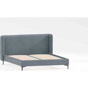 Modrá čalouněná dvoulůžková postel s roštem 160x200 cm Basti – Ropez