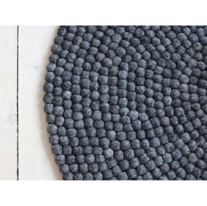 Antracitový kuličkový vlněný koberec Wooldot Ball Rugs, ⌀ 120 cm