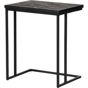 Černý odkládací stolek s deskou z recyklovaného týkového dřeva BePureHome Shape