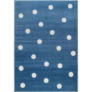 Modrý koberec s puntíky KICOTI Dots, 160 x 230 cm