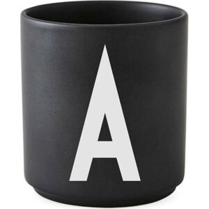 Černý porcelánový hrnek Design Letters Alphabet A, 250 ml