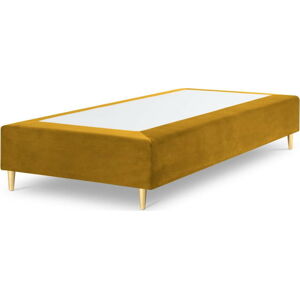 Hořčicově žlutá sametová jednolůžková postel Mazzini Beds Lia, 90 x 200 cm