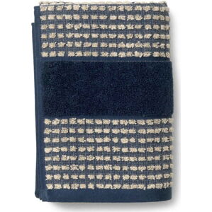 Tmavě modro-béžový ručník z bio bavlny 50x100 cm Check – JUNA