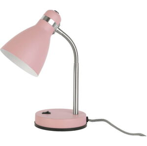 Růžová stolní lampa Leitmotiv Study, výška 30 cm