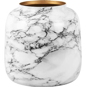Bílo-černá železná váza PT LIVING Marble, výška 12,5 cm