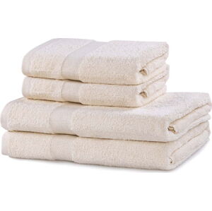Krémové froté bavlněné ručníky a osušky v sadě 4 ks Marina – DecoKing