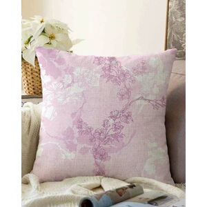 Růžový povlak na polštář s příměsí bavlny Minimalist Cushion Covers Bloom, 55 x 55 cm