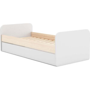 Bílá/přírodní dětská postel v dekoru borovice s výsuvným lůžkem a úložným prostorem 90x200 cm Esteban – Marckeric