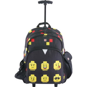 Černý školní batoh na kolečkách LEGO® Faces